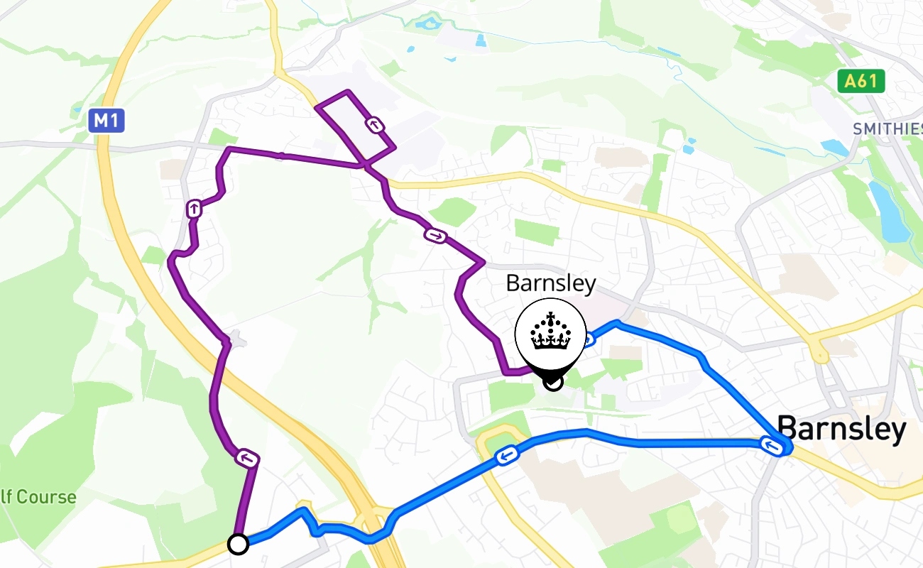 Barnsley 驾考路线 #2554 地图 - ENG 英国