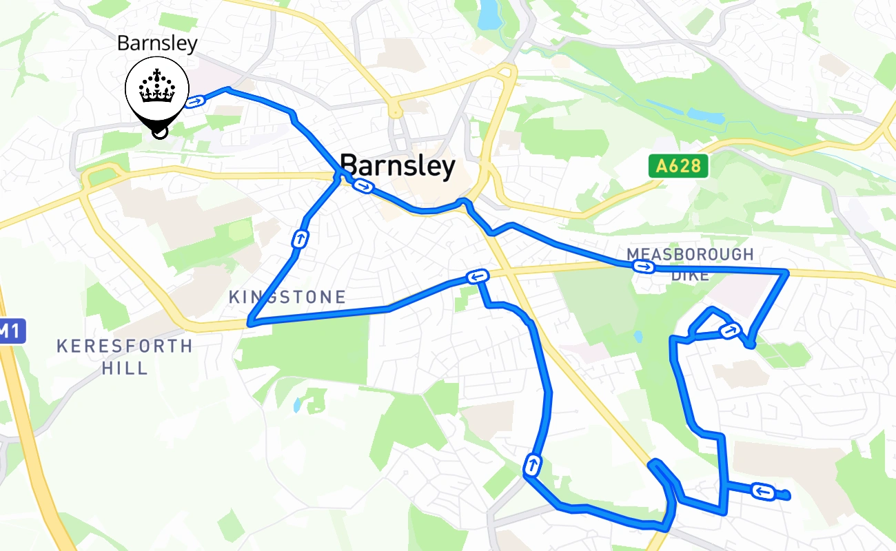 Barnsley 驾考路线 #2717 地图 - ENG 英国