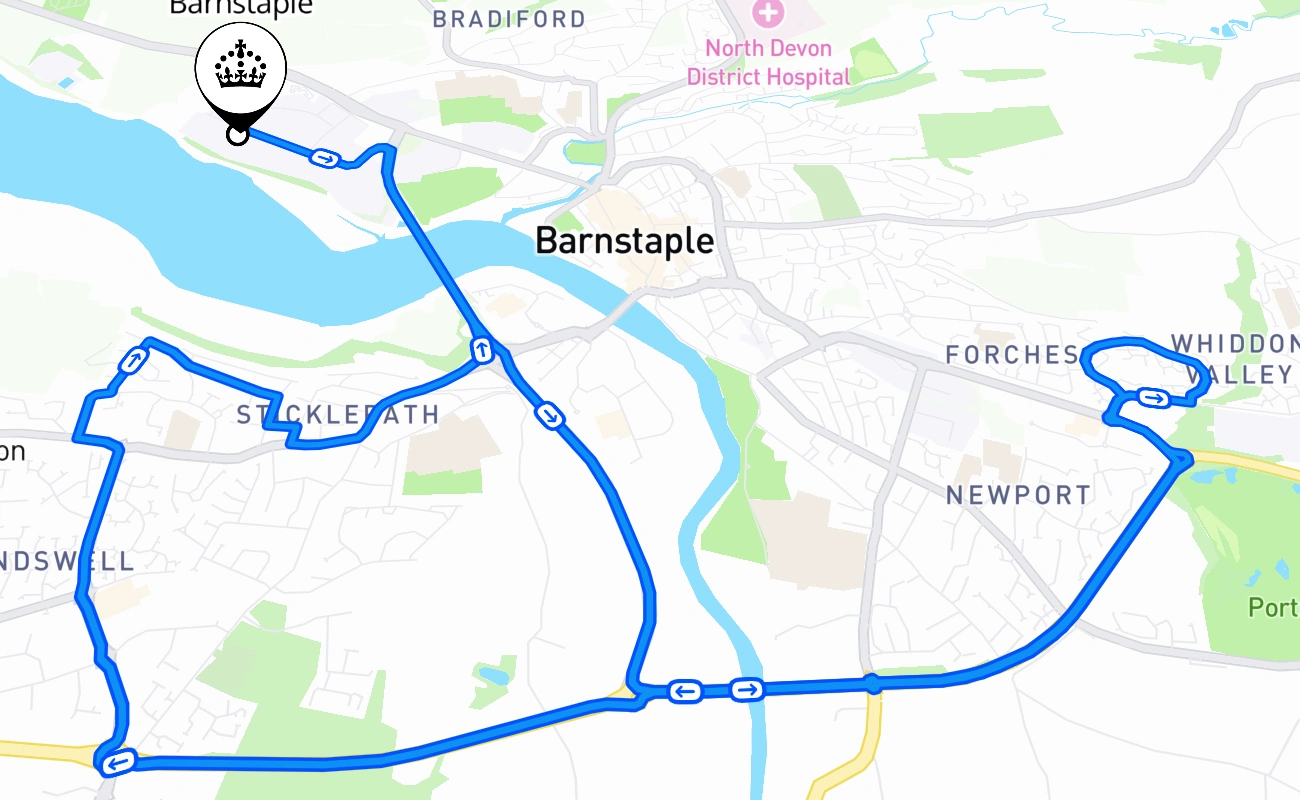 Barnstaple 驾考路线 #2719 地图 - ENG 英国