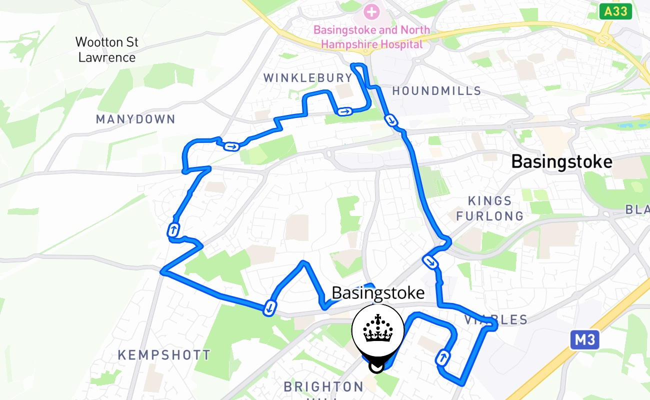 Basingstoke 驾考路线 #343 地图 - ENG 英国