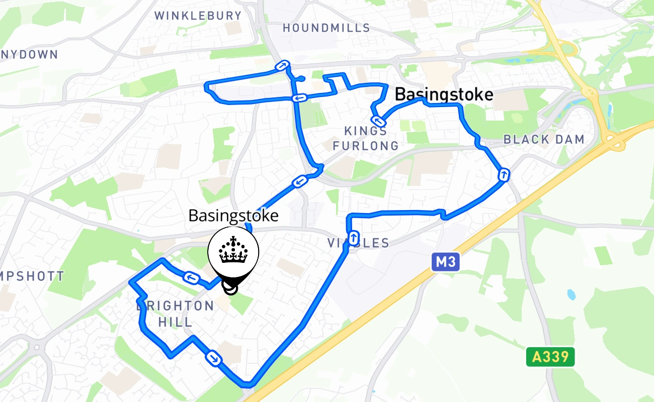 Basingstoke 驾考路线 #345 地图 - ENG 英国