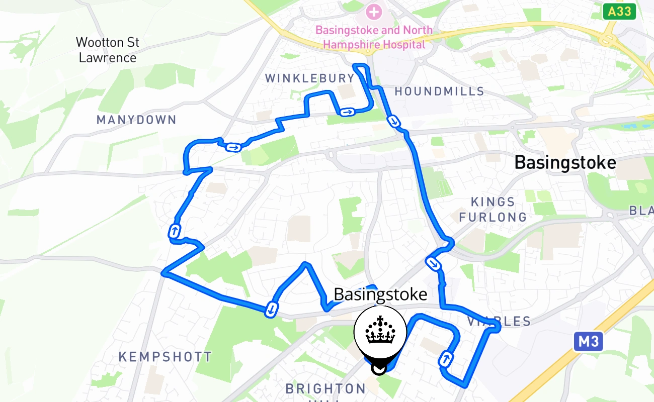 Basingstoke 驾考路线 #347 地图 - ENG 英国