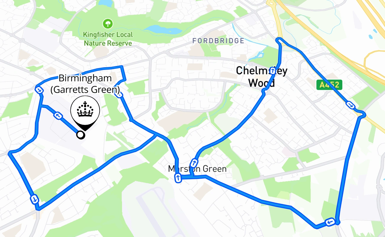 Birmingham (Garretts Green) 驾考路线 #2341 地图 - ENG 英国