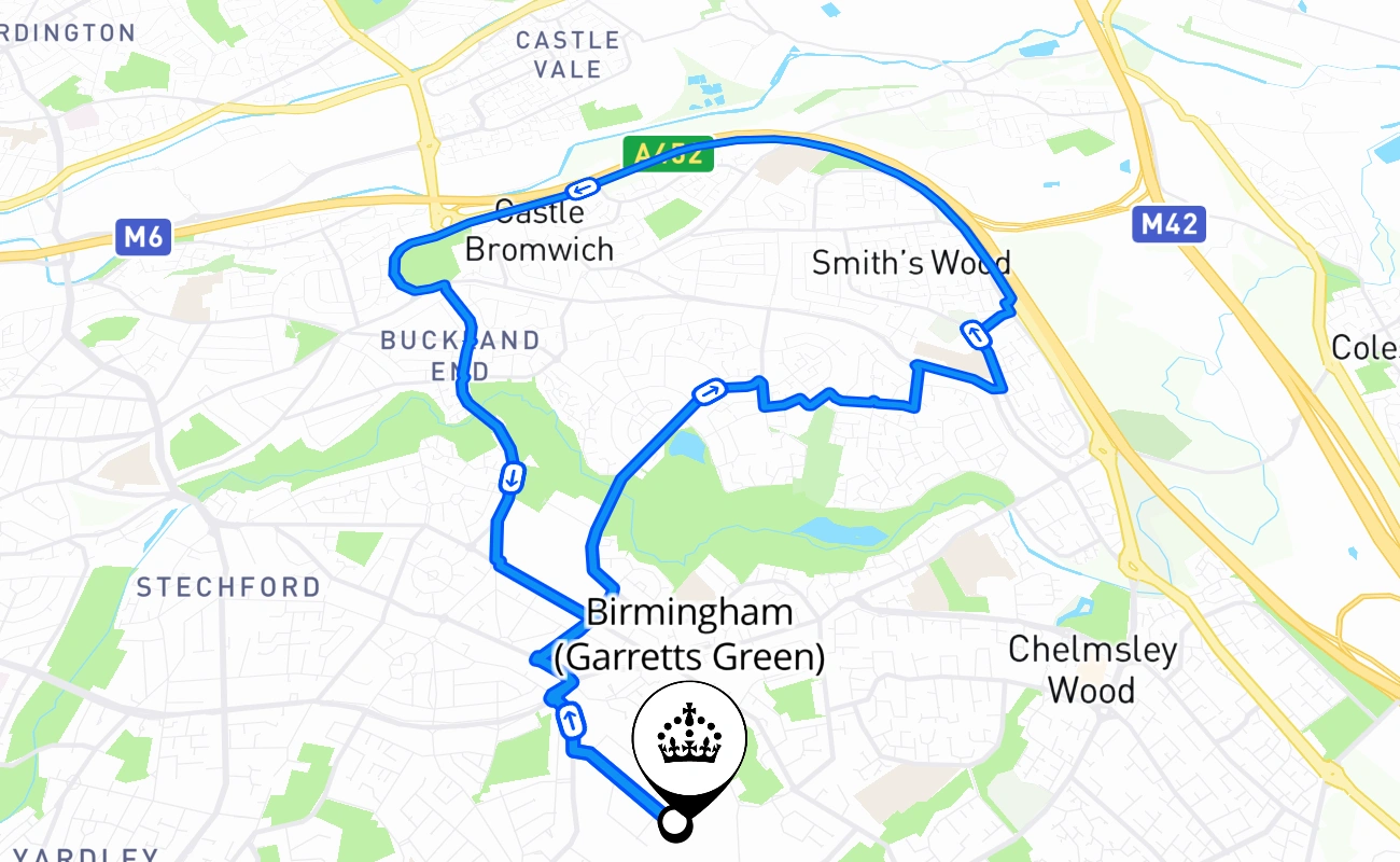 Birmingham (Garretts Green) 驾考路线 #2343 地图 - ENG 英国