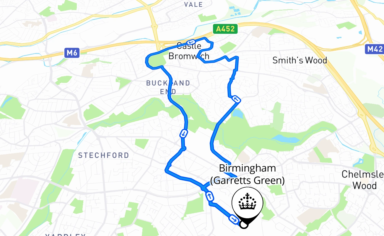 Birmingham (Garretts Green) 驾考路线 #2345 地图 - ENG 英国