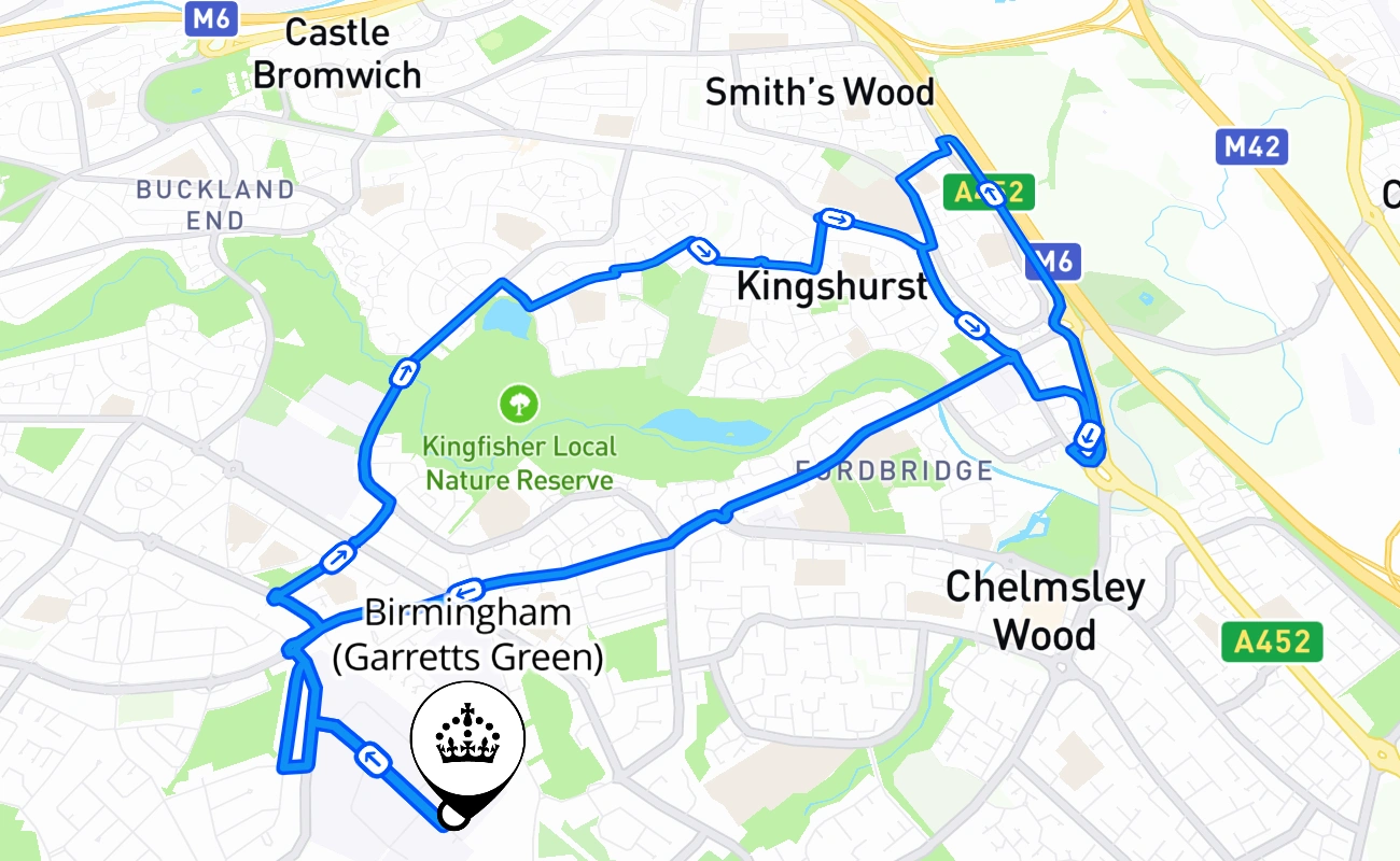 Birmingham (Garretts Green) 驾考路线 #2721 地图 - ENG 英国