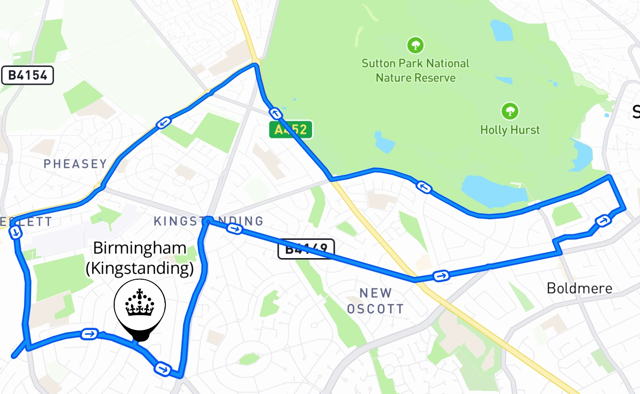 Birmingham (Kingstanding) 驾考路线 #554 地图 - ENG 英国