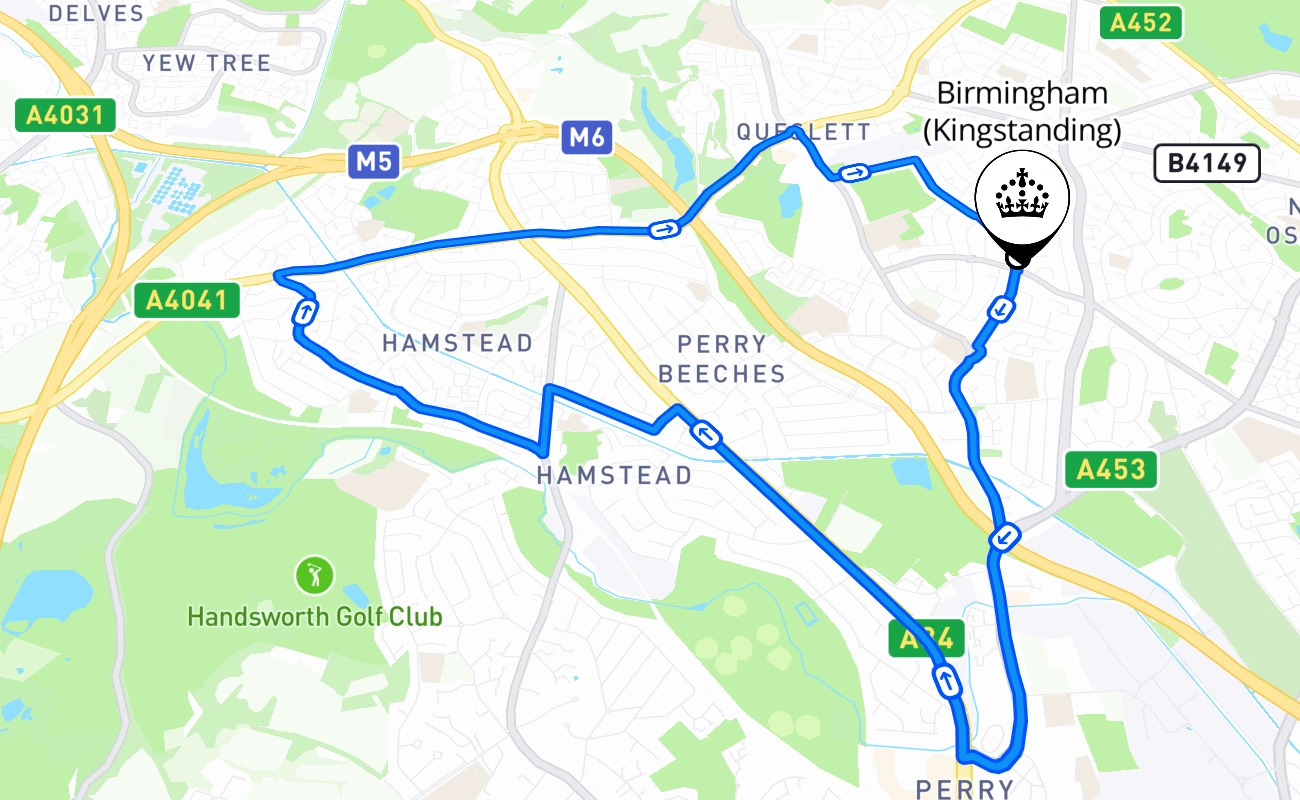 Birmingham (Kingstanding) 驾考路线 #555 地图 - ENG 英国