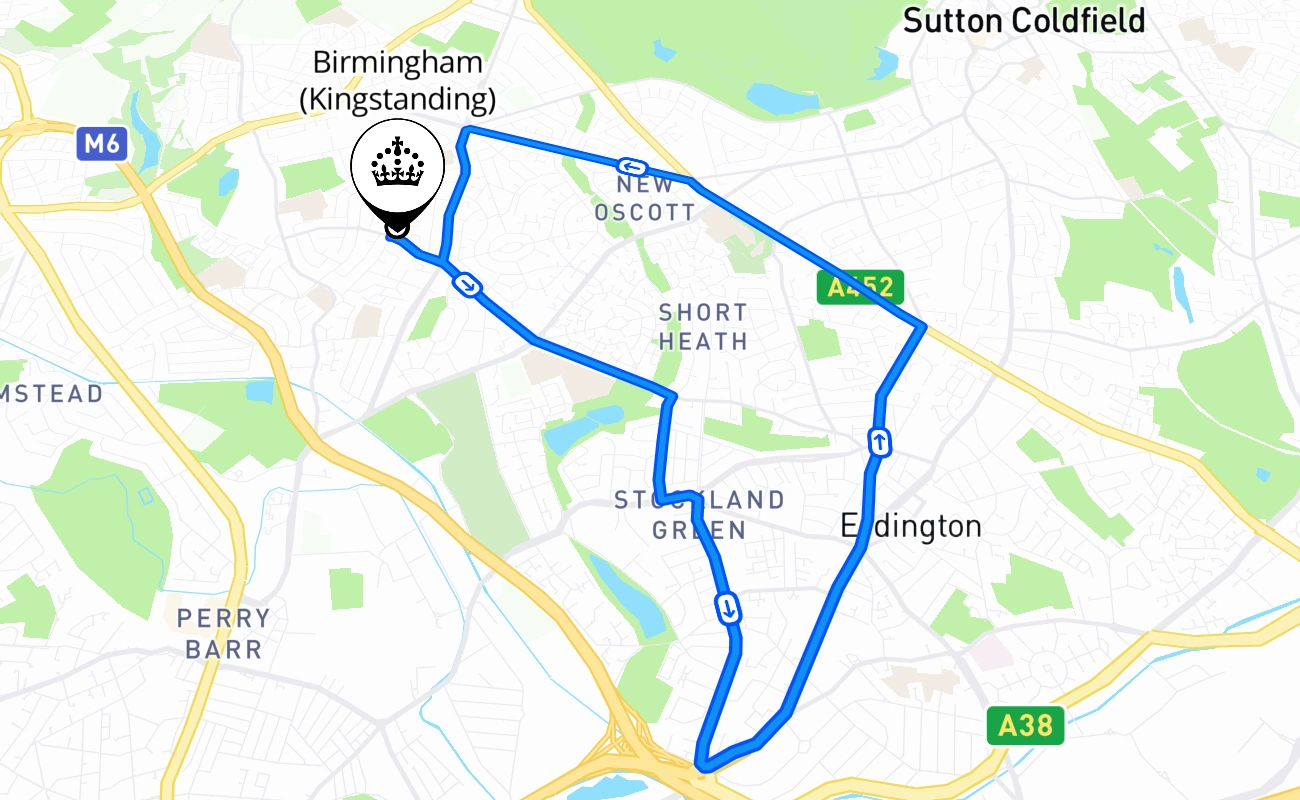 Birmingham (Kingstanding) 驾考路线 #556 地图 - ENG 英国
