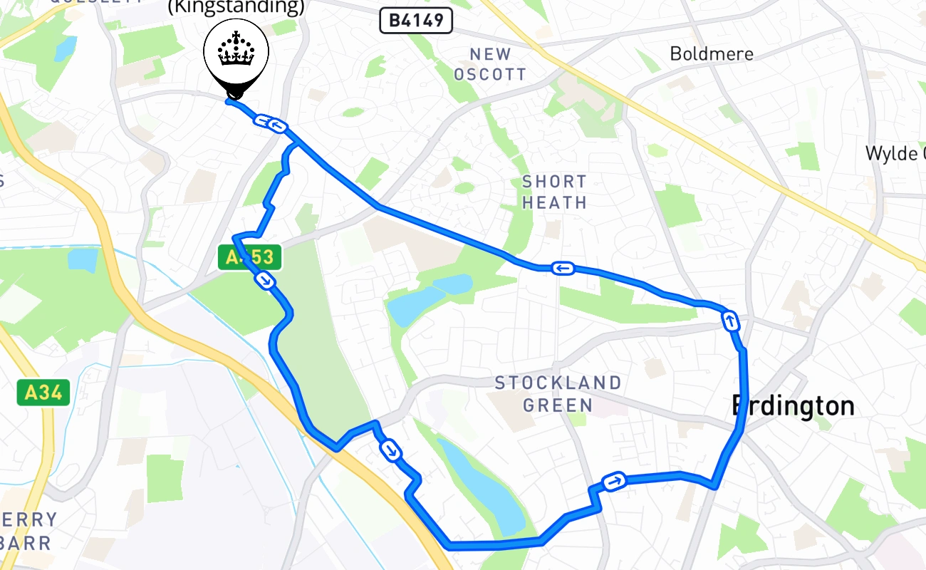 Birmingham (Kingstanding) 驾考路线 #561 地图 - ENG 英国
