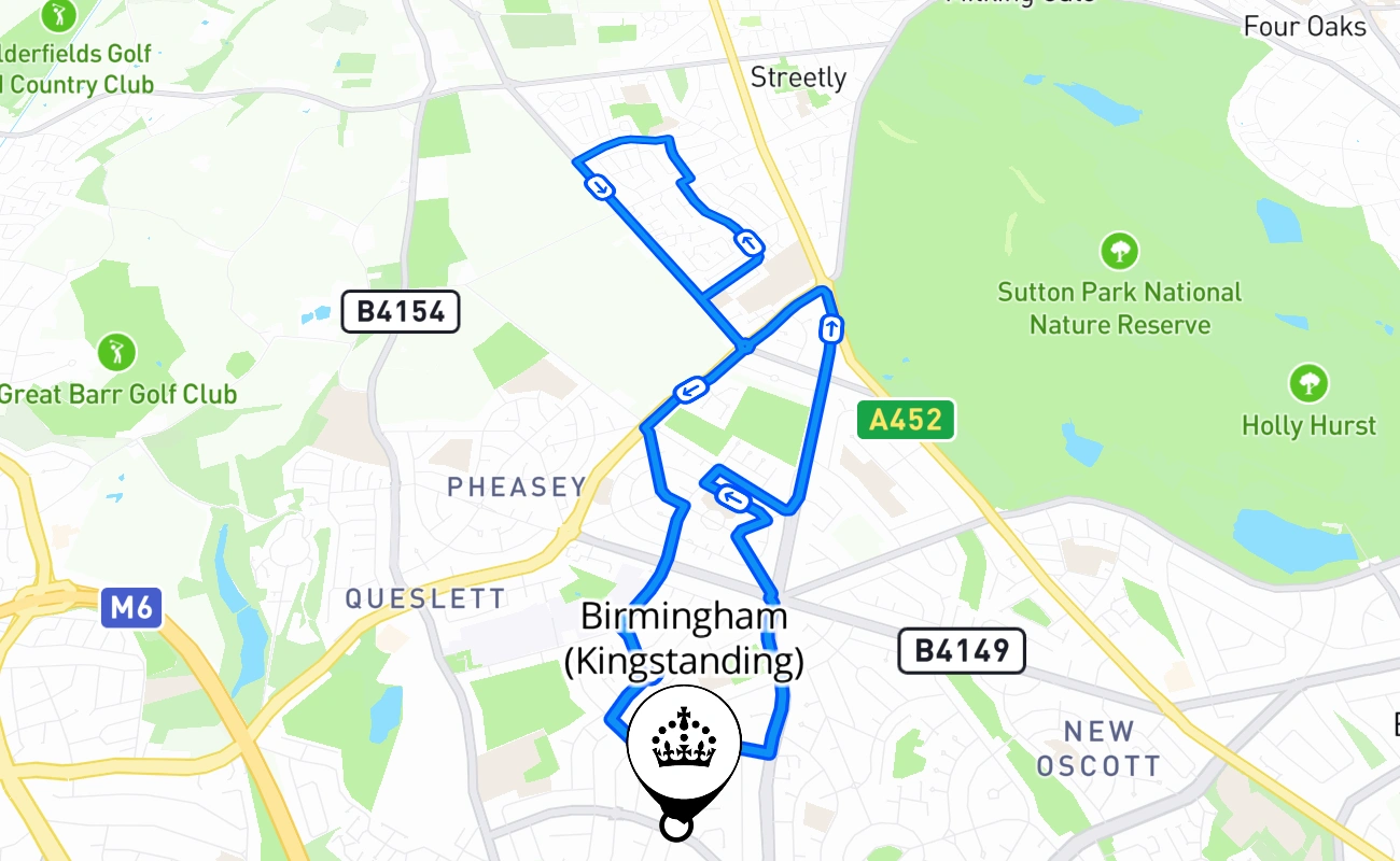 Birmingham (Kingstanding) 驾考路线 #565 地图 - ENG 英国