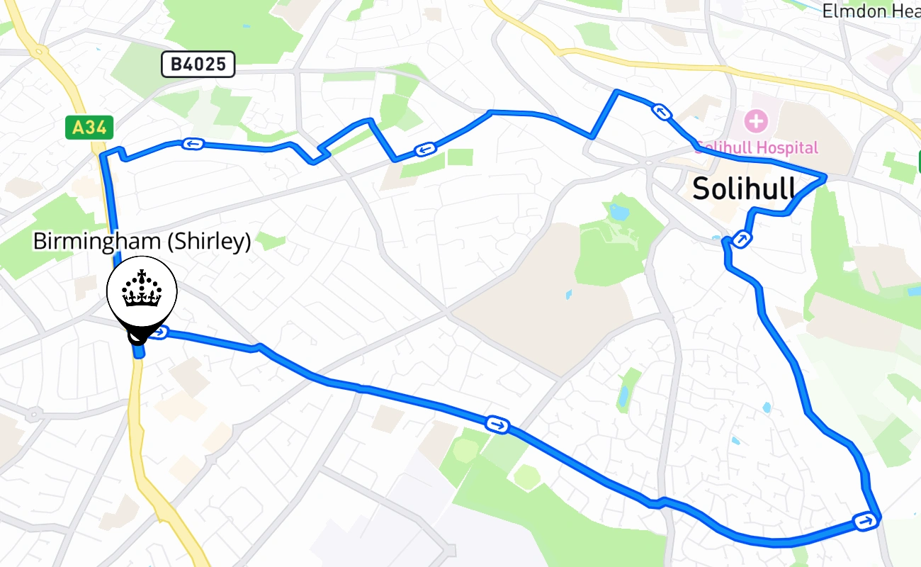 Birmingham (Shirley) 驾考路线 #362 地图 - ENG 英国