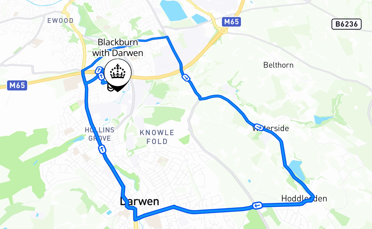 Blackburn with Darwen 驾考路线 #2621 地图 - ENG 英国