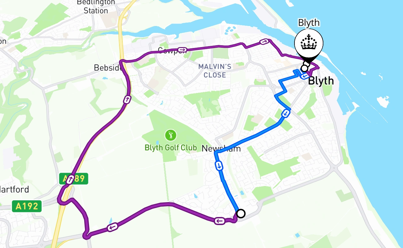 Blyth 驾考路线 #925 地图 - ENG 英国