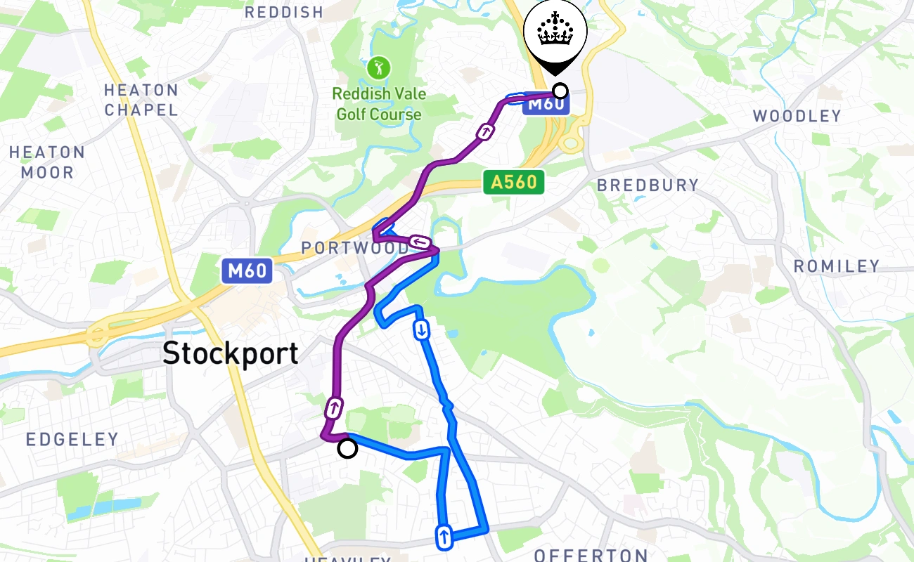 Bredbury (Manchester) 驾考路线 #2481 地图 - ENG 英国