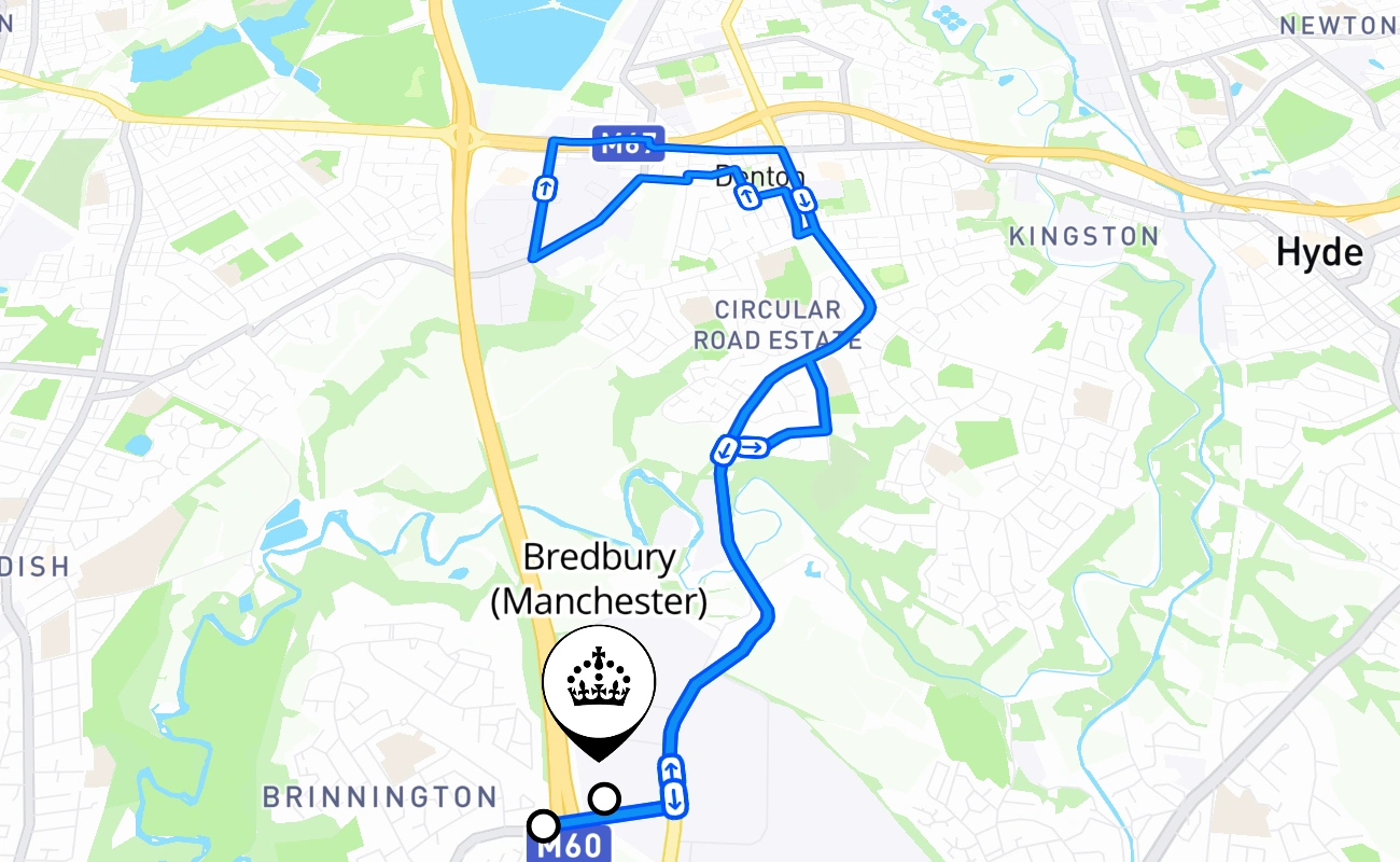 Bredbury (Manchester) 驾考路线 #2482 地图 - ENG 英国