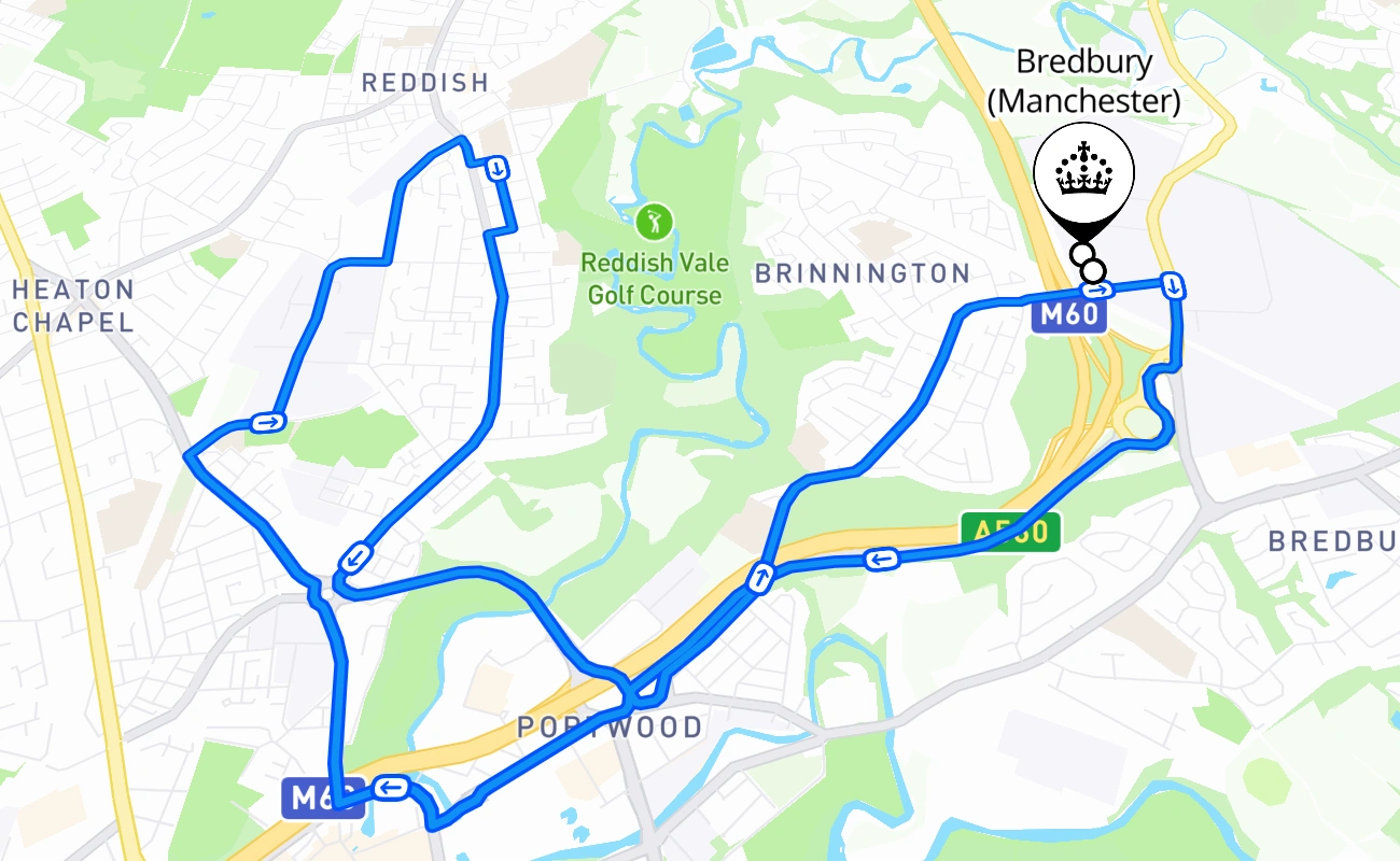 Bredbury (Manchester) 驾考路线 #2484 地图 - ENG 英国