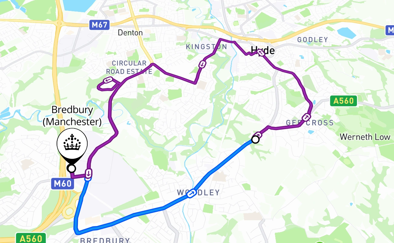 Bredbury (Manchester) 驾考路线 #2485 地图 - ENG 英国