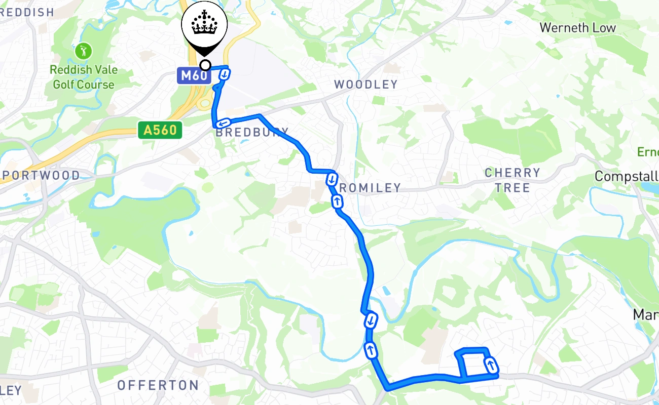 Bredbury (Manchester) 驾考路线 #2486 地图 - ENG 英国
