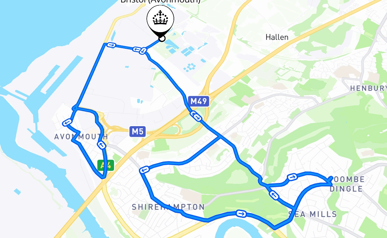 Bristol (Avonmouth) 驾考路线 #2596 地图 - ENG 英国