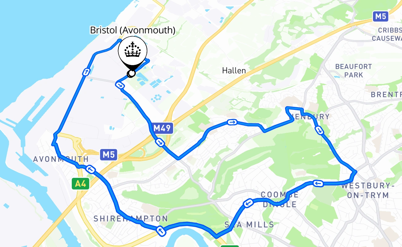 Bristol (Avonmouth) 驾考路线 #2598 地图 - ENG 英国