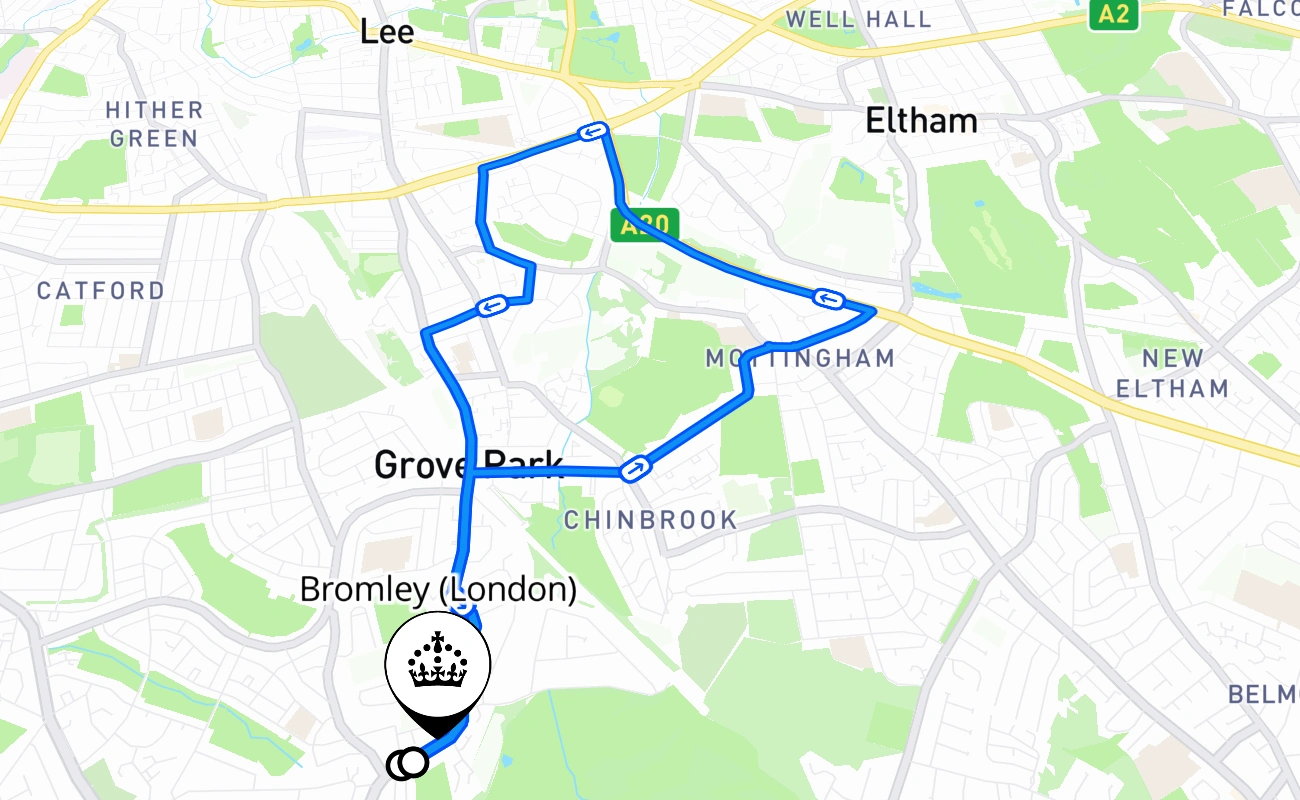 Bromley (London) 驾考路线 #2685 地图 - ENG 英国