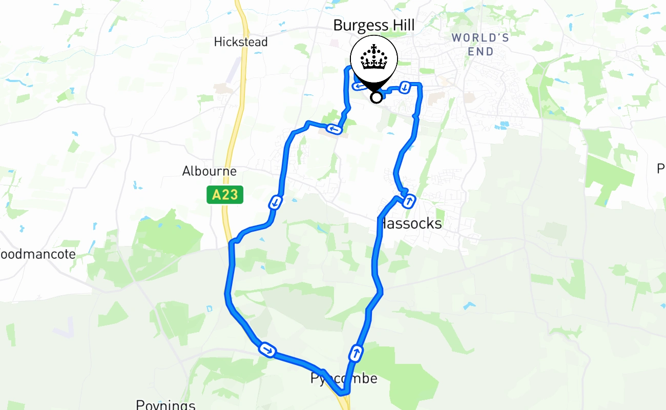 Burgess Hill driving test route #1712 map - ENG United Kingdom