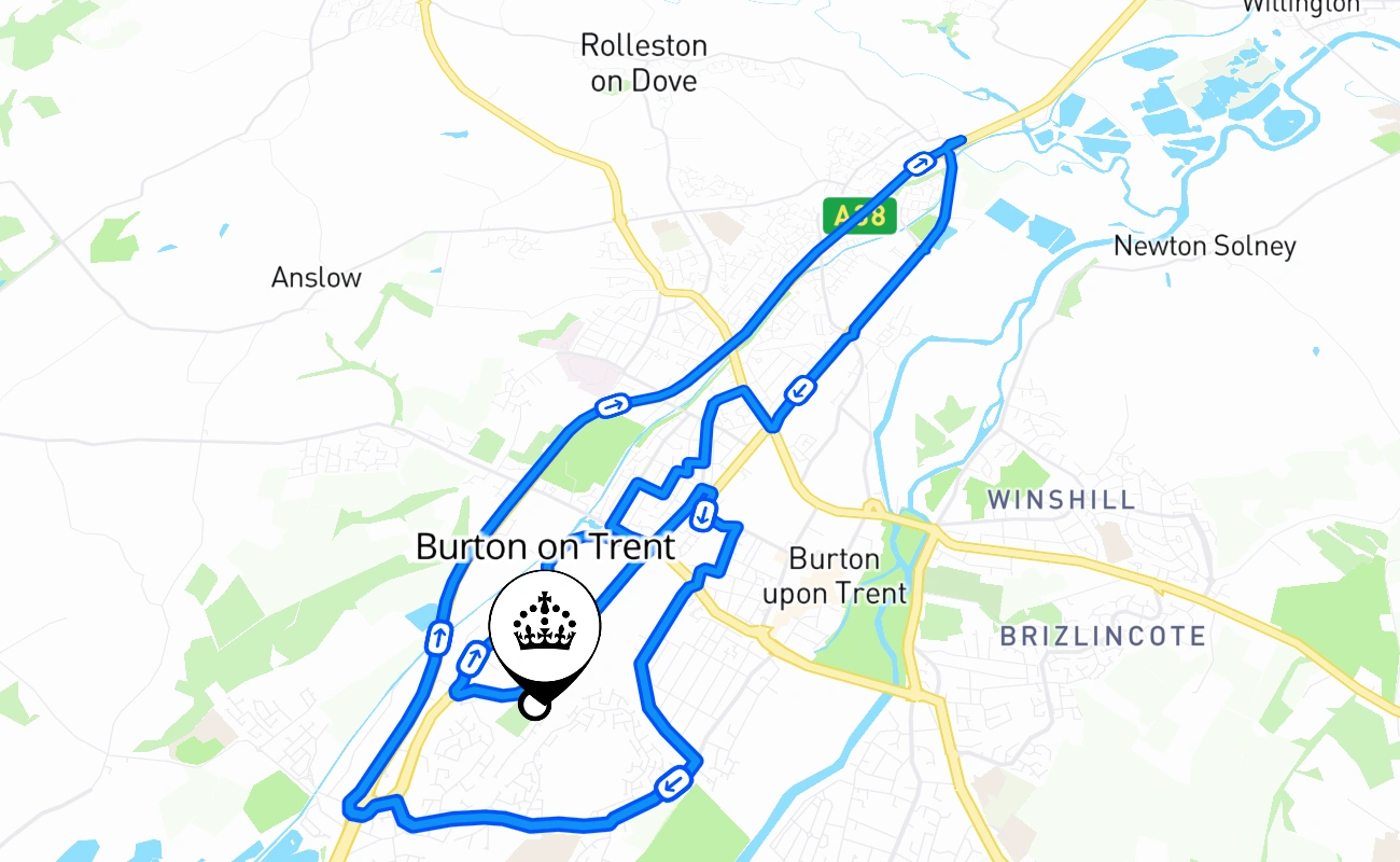 Burton on Trent 驾考路线 #1171 地图 - ENG 英国