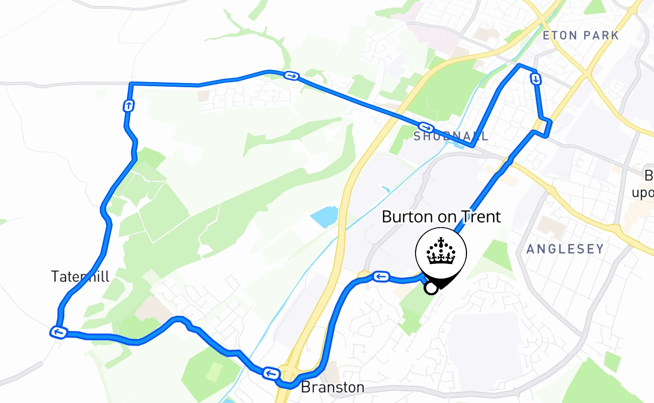Burton on Trent 驾考路线 #1172 地图 - ENG 英国