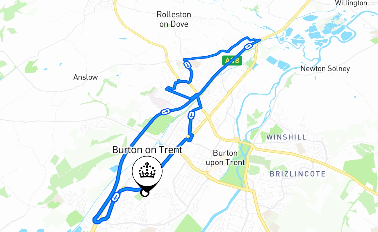 Burton on Trent 驾考路线 #1175 地图 - ENG 英国