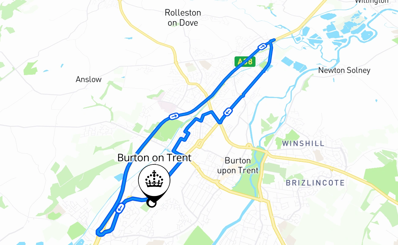 Burton on Trent 驾考路线 #1176 地图 - ENG 英国