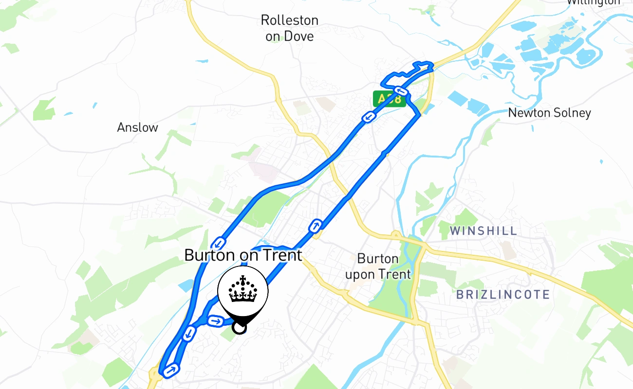 Burton on Trent 驾考路线 #1177 地图 - ENG 英国