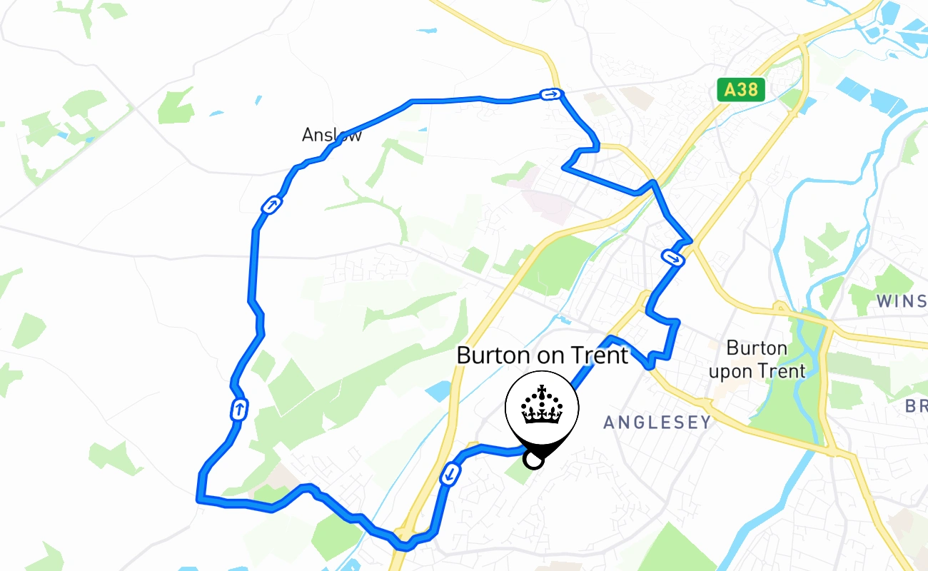 Burton on Trent 驾考路线 #1185 地图 - ENG 英国