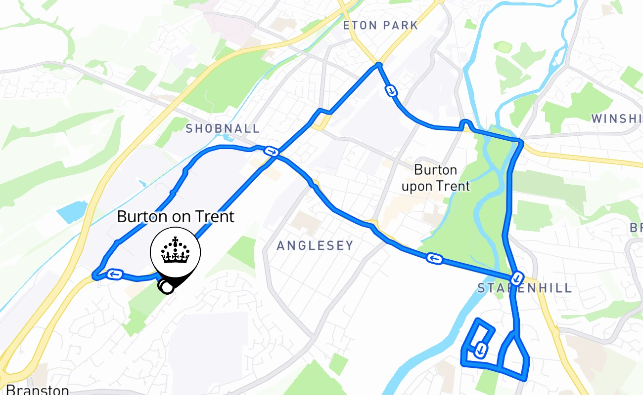 Burton on Trent 驾考路线 #1186 地图 - ENG 英国