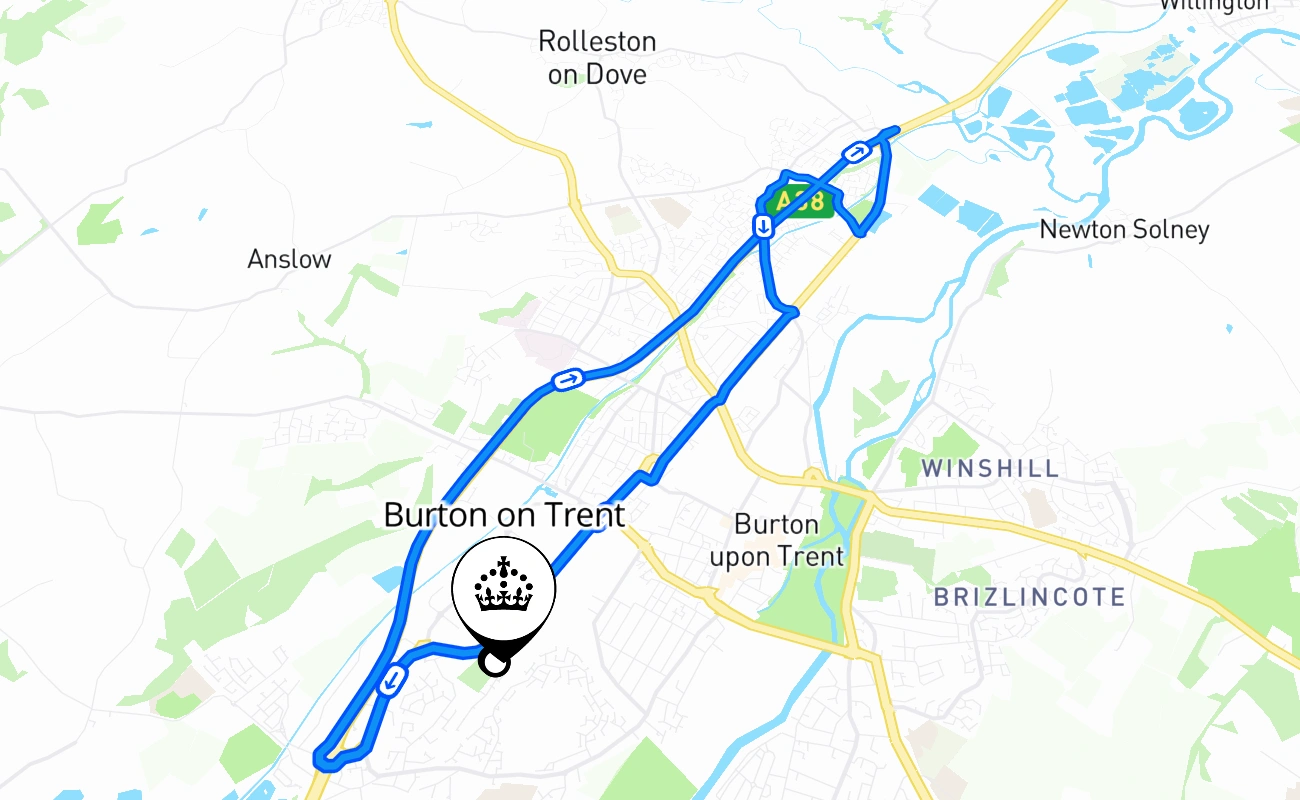 Burton on Trent 驾考路线 #1187 地图 - ENG 英国