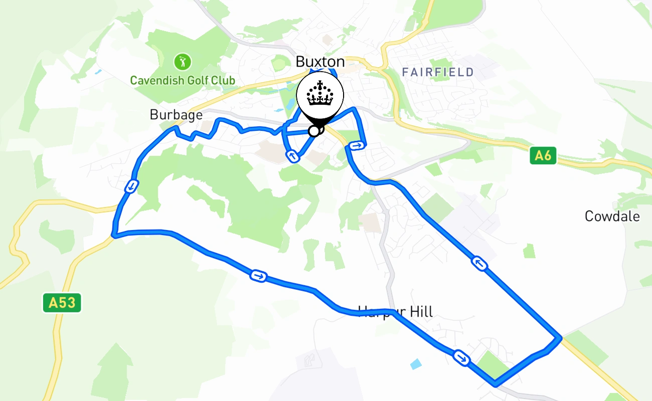 Buxton 驾考路线 #1113 地图 - ENG 英国