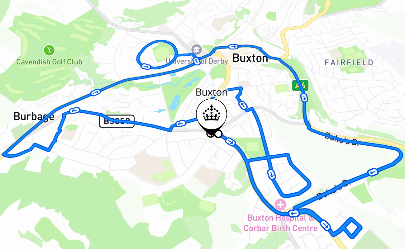 Buxton 驾考路线 #1114 地图 - ENG 英国