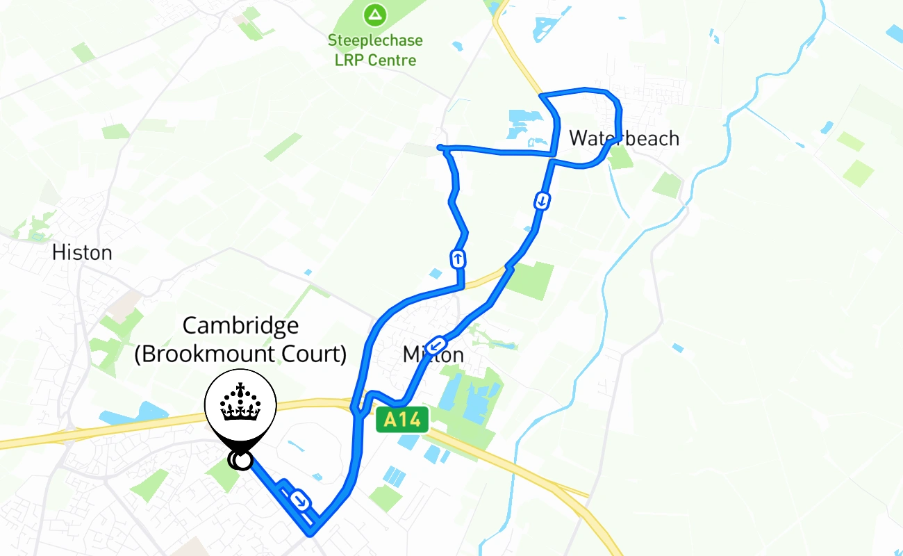 Cambridge (Brookmount Court) driving test route #2311 map - ENG United Kingdom
