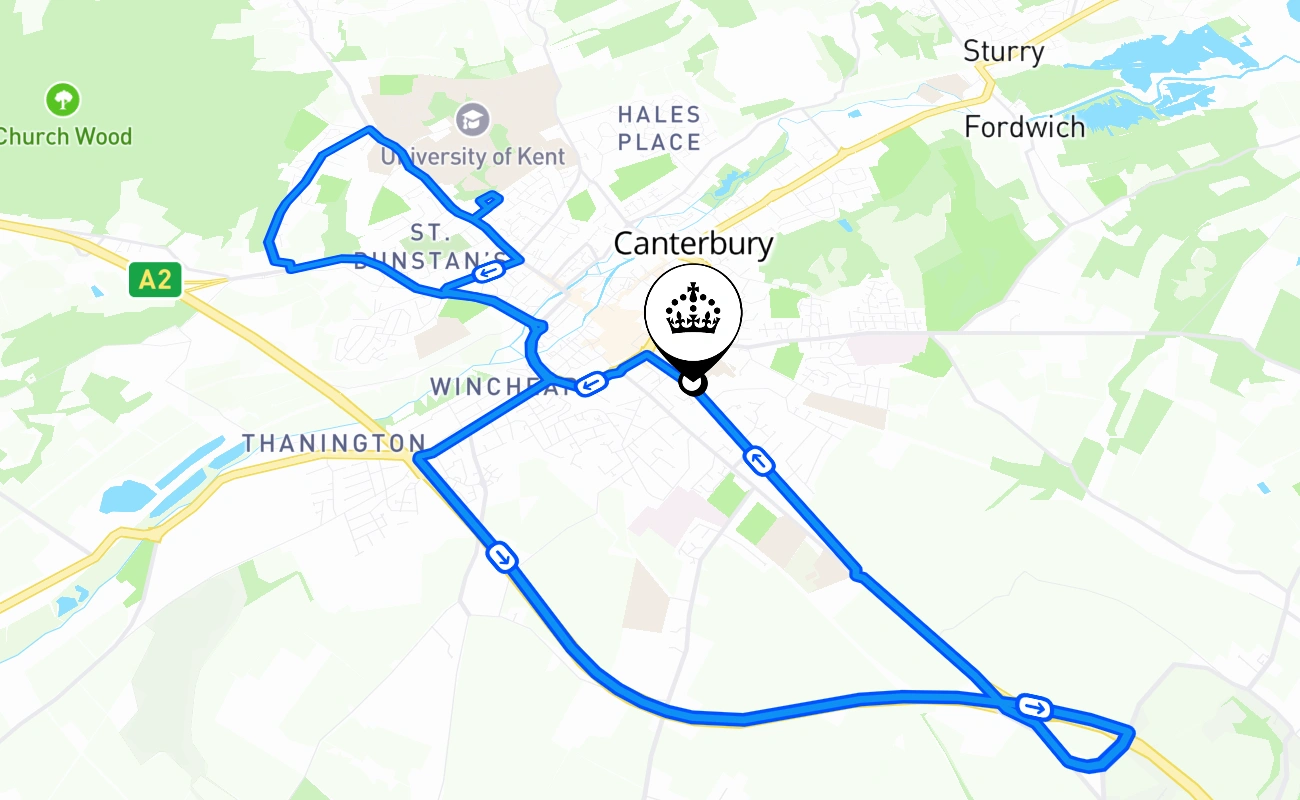 Canterbury 驾考路线 #1292 地图 - ENG 英国