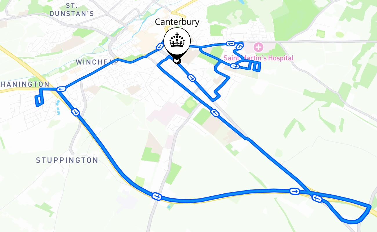 Canterbury 驾考路线 #1295 地图 - ENG 英国