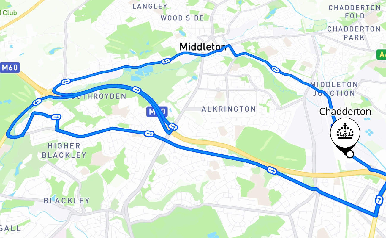 Chadderton 驾考路线 #2457 地图 - ENG 英国