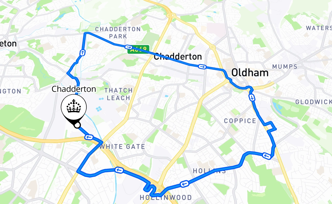 Chadderton 驾考路线 #2458 地图 - ENG 英国