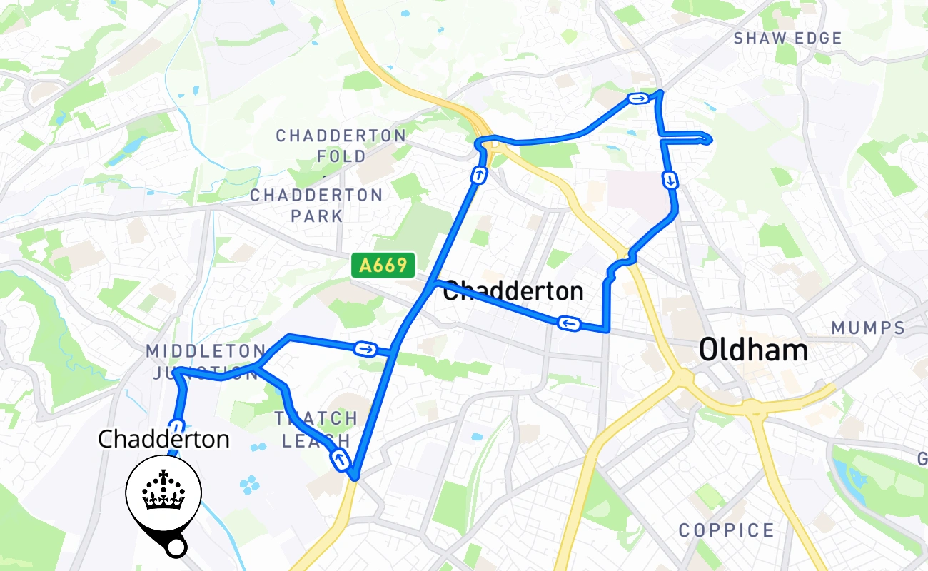 Chadderton 驾考路线 #2461 地图 - ENG 英国
