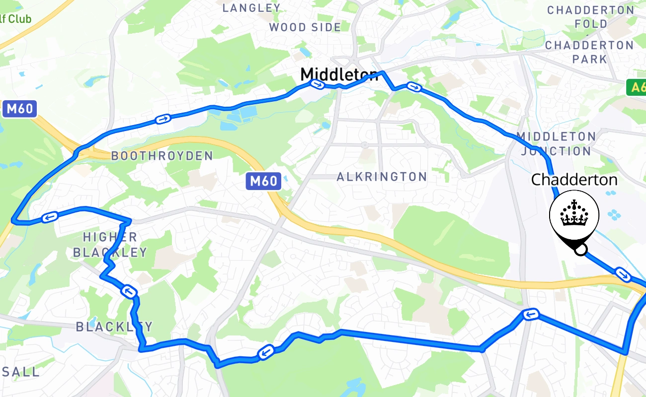 Chadderton 驾考路线 #2463 地图 - ENG 英国