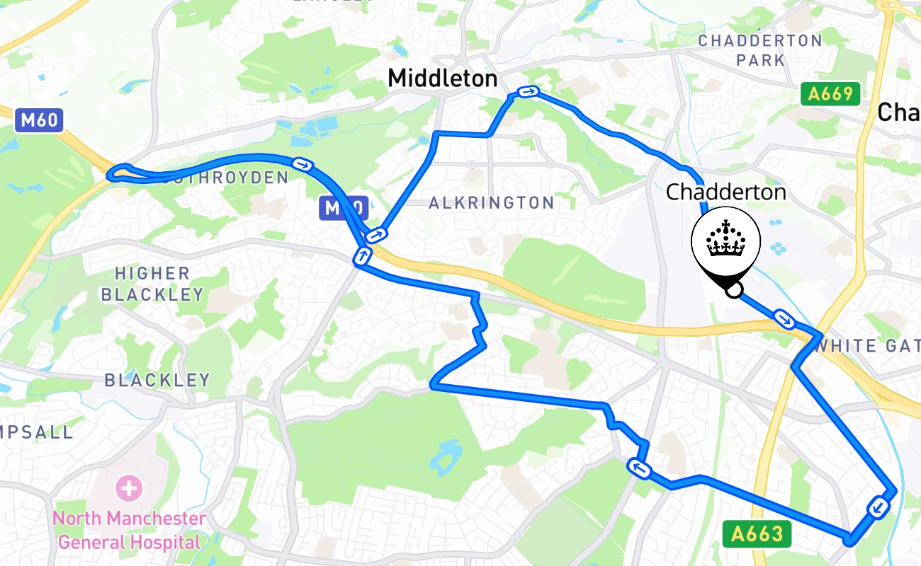 Chadderton 驾考路线 #2464 地图 - ENG 英国