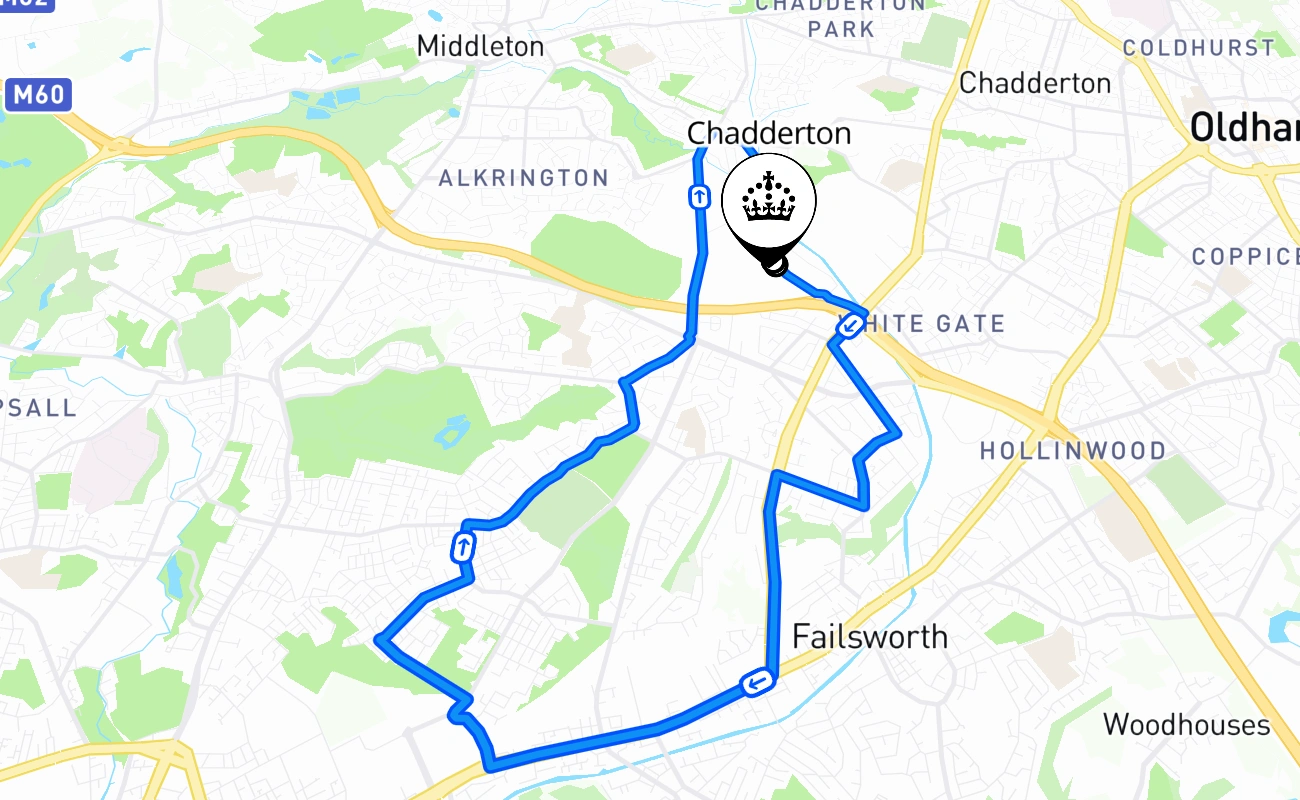 Chadderton 驾考路线 #2465 地图 - ENG 英国