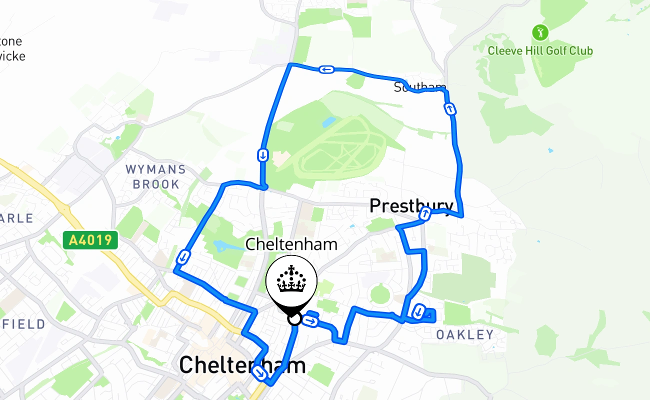 Cheltenham 驾考路线 #800 地图 - ENG 英国