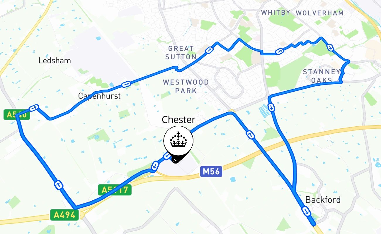 Chester 驾考路线 #743 地图 - ENG 英国