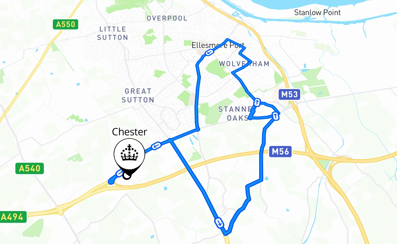 Chester 驾考路线 #748 地图 - ENG 英国