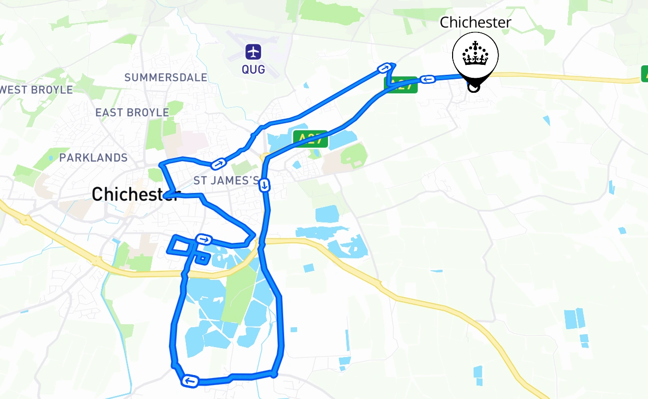 Chichester 驾考路线 #2520 地图 - ENG 英国
